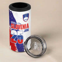 Slovenia Statehood Day 4 in 1 Can Cooler Tumbler 25 June National Flag Color Brush Stroke Style