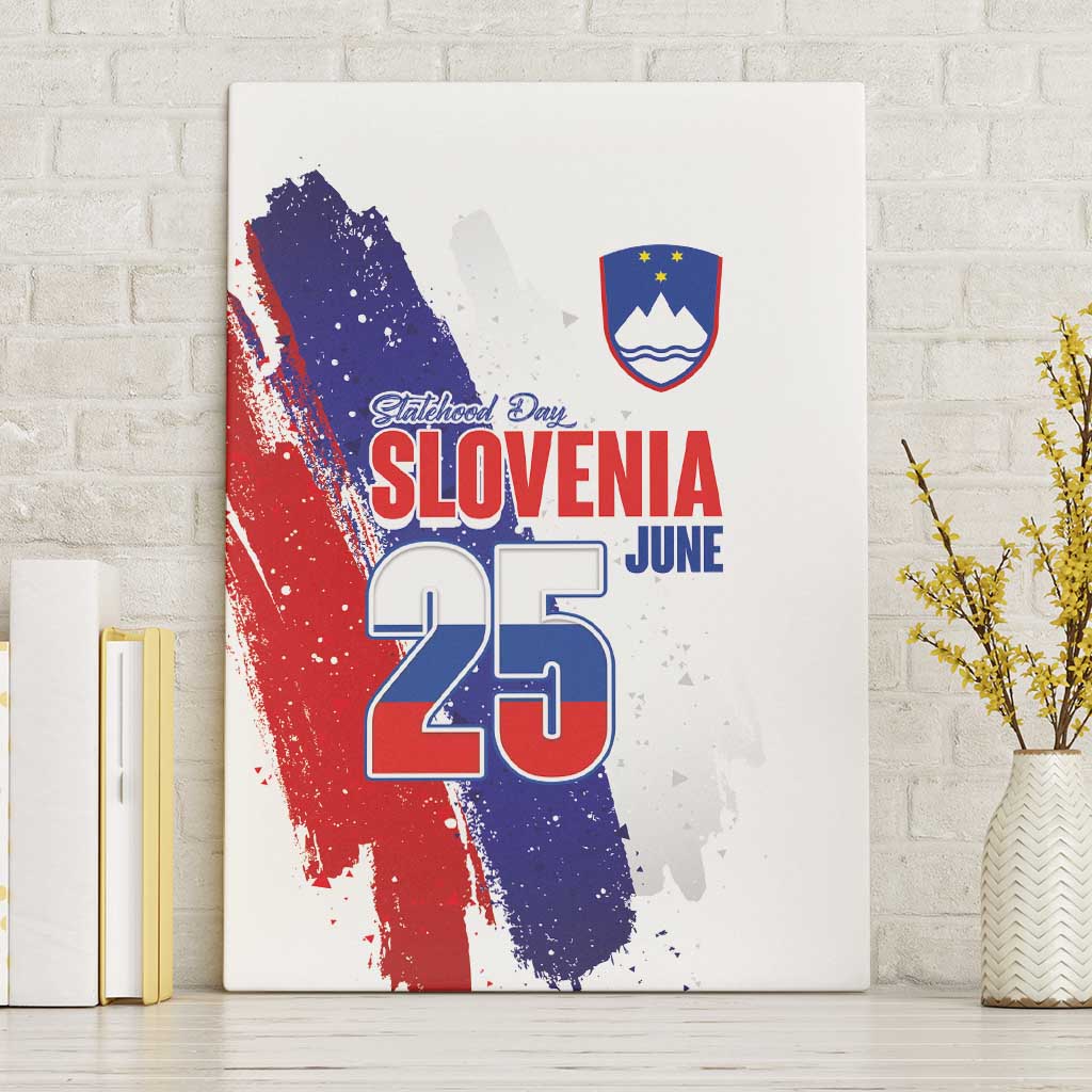 Slovenia Statehood Day Canvas Wall Art 25 June National Flag Color Brush Stroke Style