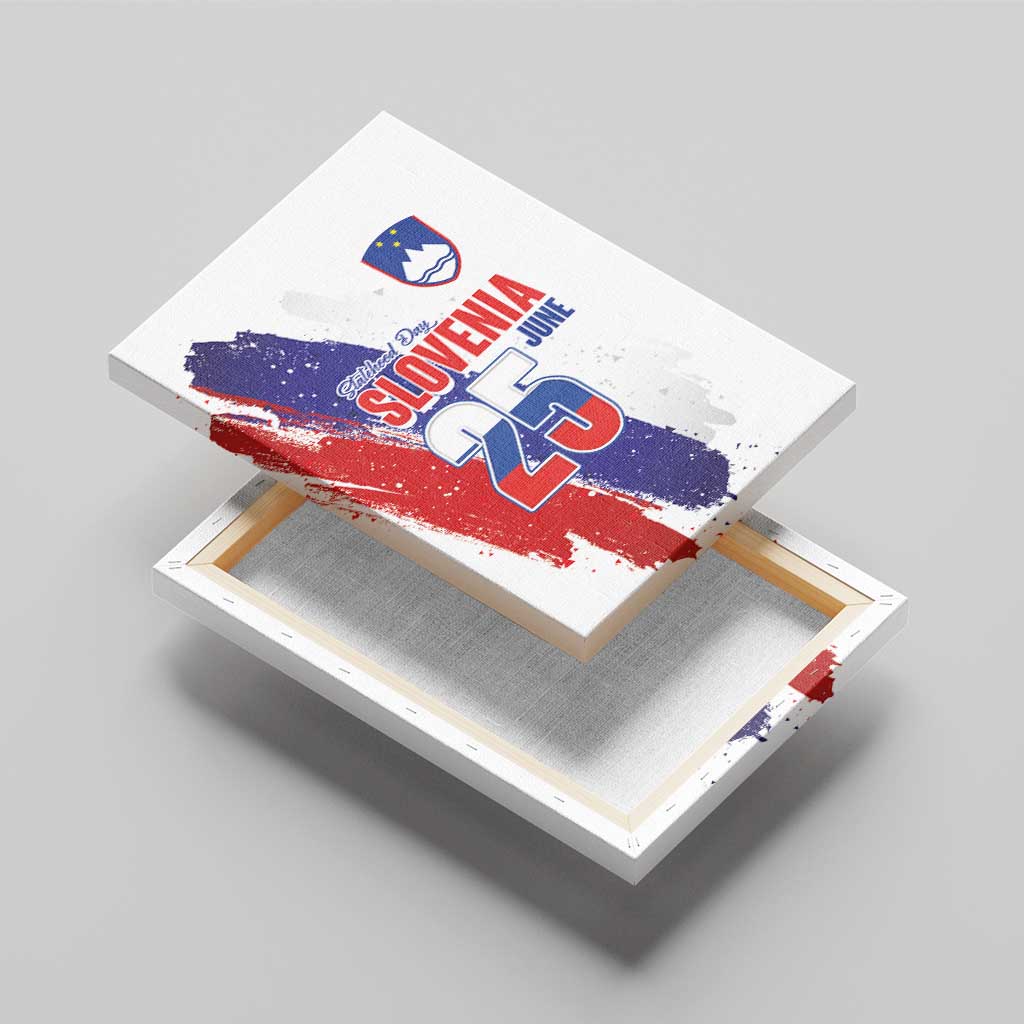 Slovenia Statehood Day Canvas Wall Art 25 June National Flag Color Brush Stroke Style