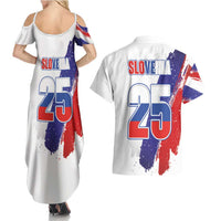 Slovenia Statehood Day Couples Matching Summer Maxi Dress and Hawaiian Shirt 25 June National Flag Color Brush Stroke Style