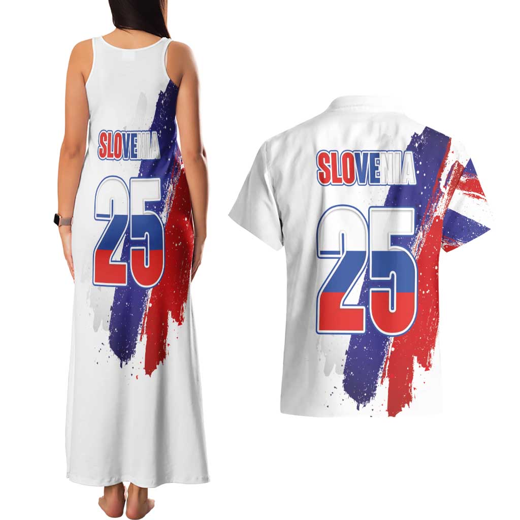 Slovenia Statehood Day Couples Matching Tank Maxi Dress and Hawaiian Shirt 25 June National Flag Color Brush Stroke Style