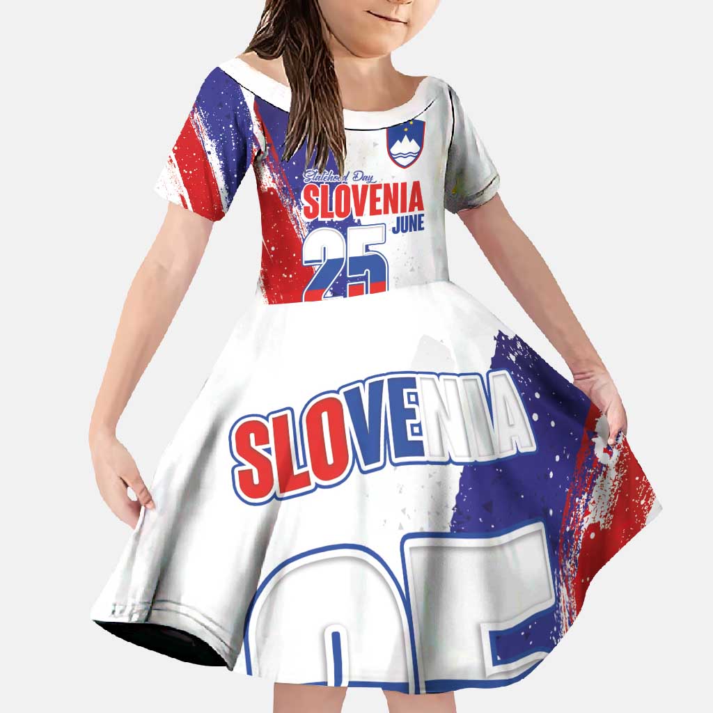 Slovenia Statehood Day Family Matching Long Sleeve Bodycon Dress and Hawaiian Shirt 25 June National Flag Color Brush Stroke Style