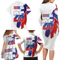 Slovenia Statehood Day Family Matching Long Sleeve Bodycon Dress and Hawaiian Shirt 25 June National Flag Color Brush Stroke Style