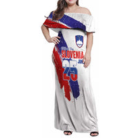 Slovenia Statehood Day Family Matching Off Shoulder Maxi Dress and Hawaiian Shirt 25 June National Flag Color Brush Stroke Style