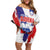 Slovenia Statehood Day Family Matching Off Shoulder Short Dress and Hawaiian Shirt 25 June National Flag Color Brush Stroke Style