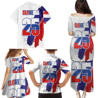Slovenia Statehood Day Family Matching Puletasi and Hawaiian Shirt 25 June National Flag Color Brush Stroke Style