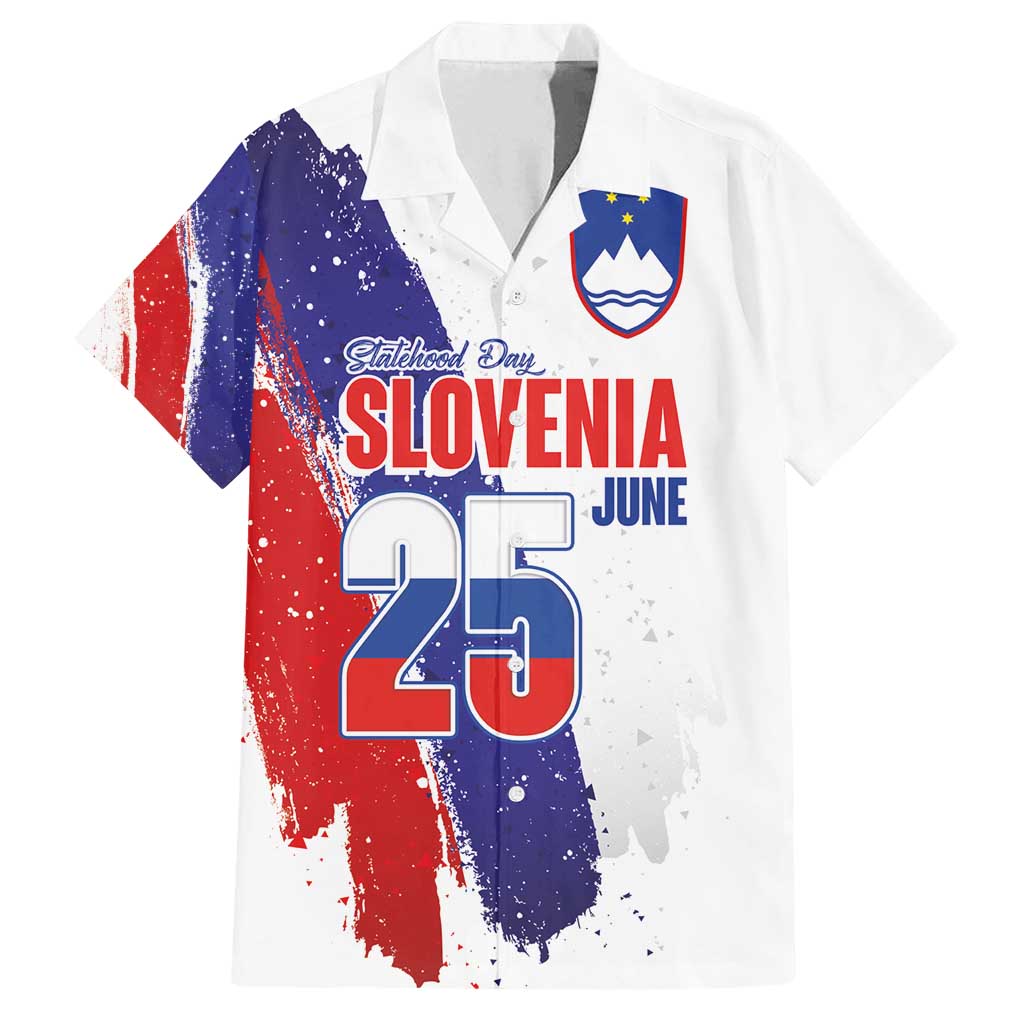 Slovenia Statehood Day Family Matching Puletasi and Hawaiian Shirt 25 June National Flag Color Brush Stroke Style