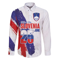 Slovenia Statehood Day Family Matching Short Sleeve Bodycon Dress and Hawaiian Shirt 25 June National Flag Color Brush Stroke Style