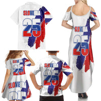 Slovenia Statehood Day Family Matching Summer Maxi Dress and Hawaiian Shirt 25 June National Flag Color Brush Stroke Style
