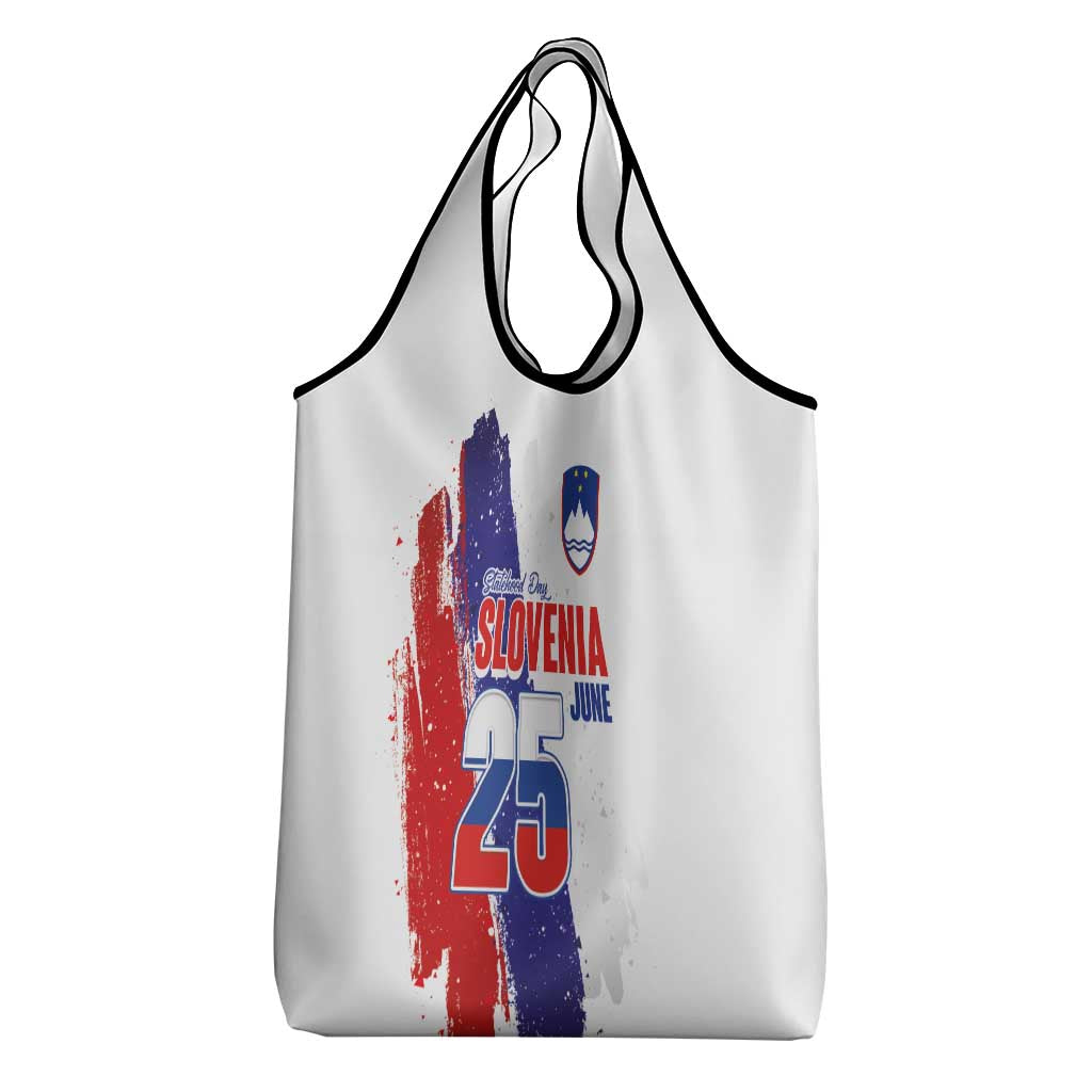 Slovenia Statehood Day Grocery Bag 25 June National Flag Color Brush Stroke Style
