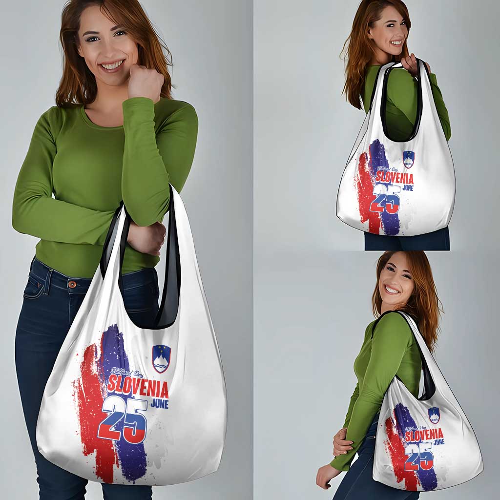 Slovenia Statehood Day Grocery Bag 25 June National Flag Color Brush Stroke Style