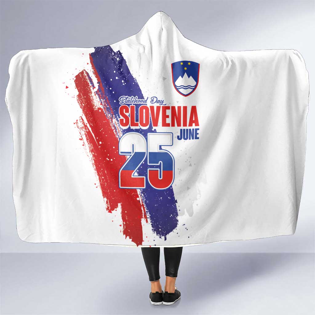 Slovenia Statehood Day Hooded Blanket 25 June National Flag Color Brush Stroke Style