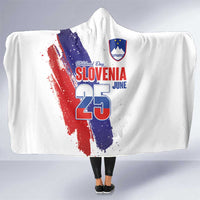 Slovenia Statehood Day Hooded Blanket 25 June National Flag Color Brush Stroke Style