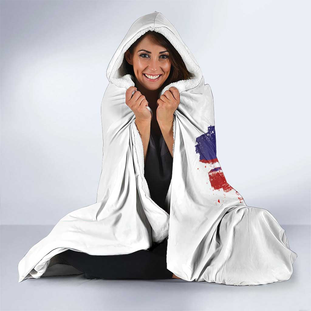 Slovenia Statehood Day Hooded Blanket 25 June National Flag Color Brush Stroke Style