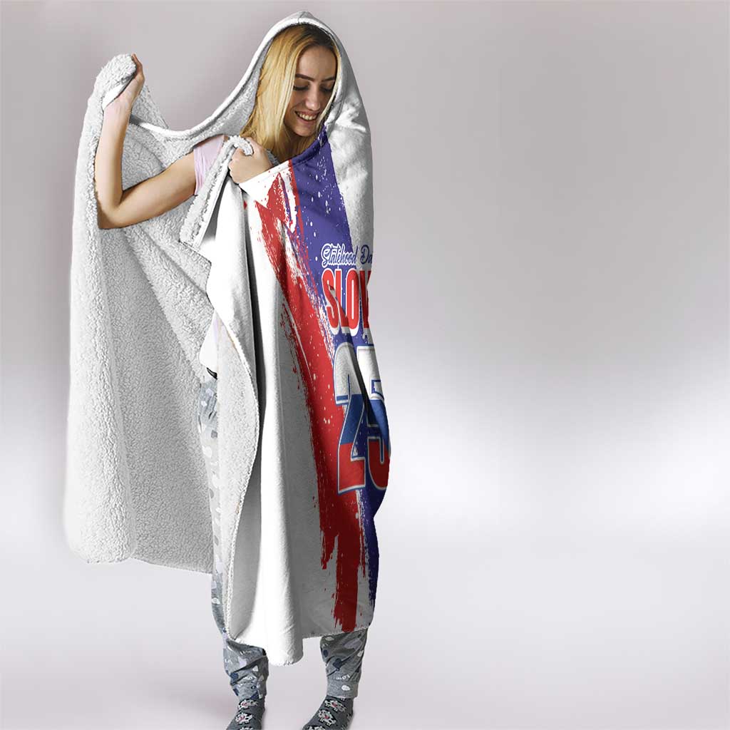 Slovenia Statehood Day Hooded Blanket 25 June National Flag Color Brush Stroke Style