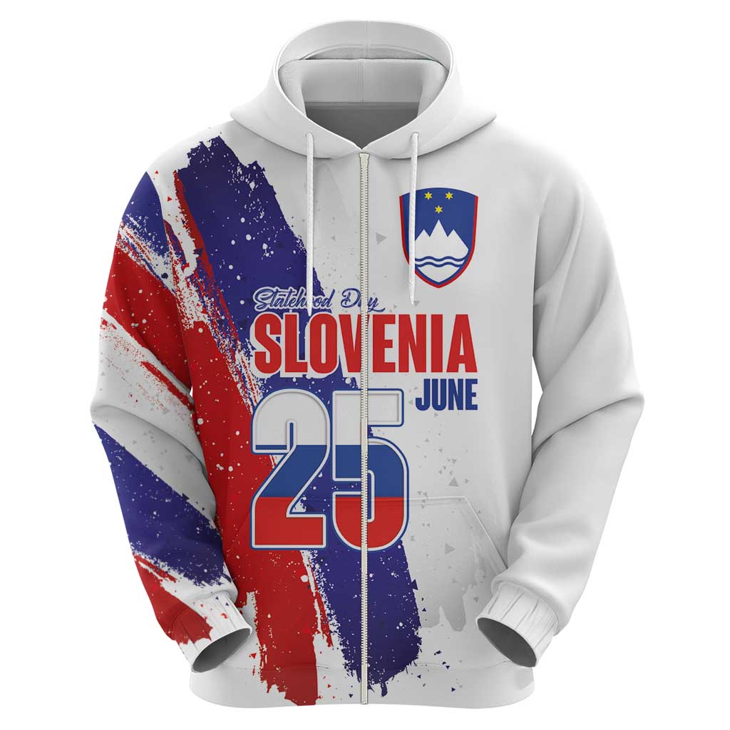 Slovenia Statehood Day Hoodie 25 June National Flag Color Brush Stroke Style