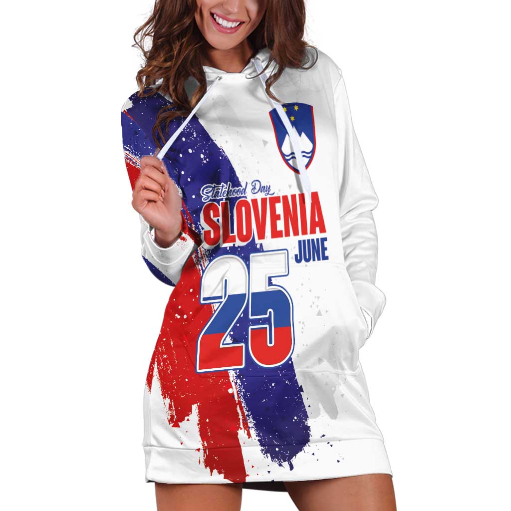 Slovenia Statehood Day Hoodie Dress 25 June National Flag Color Brush Stroke Style