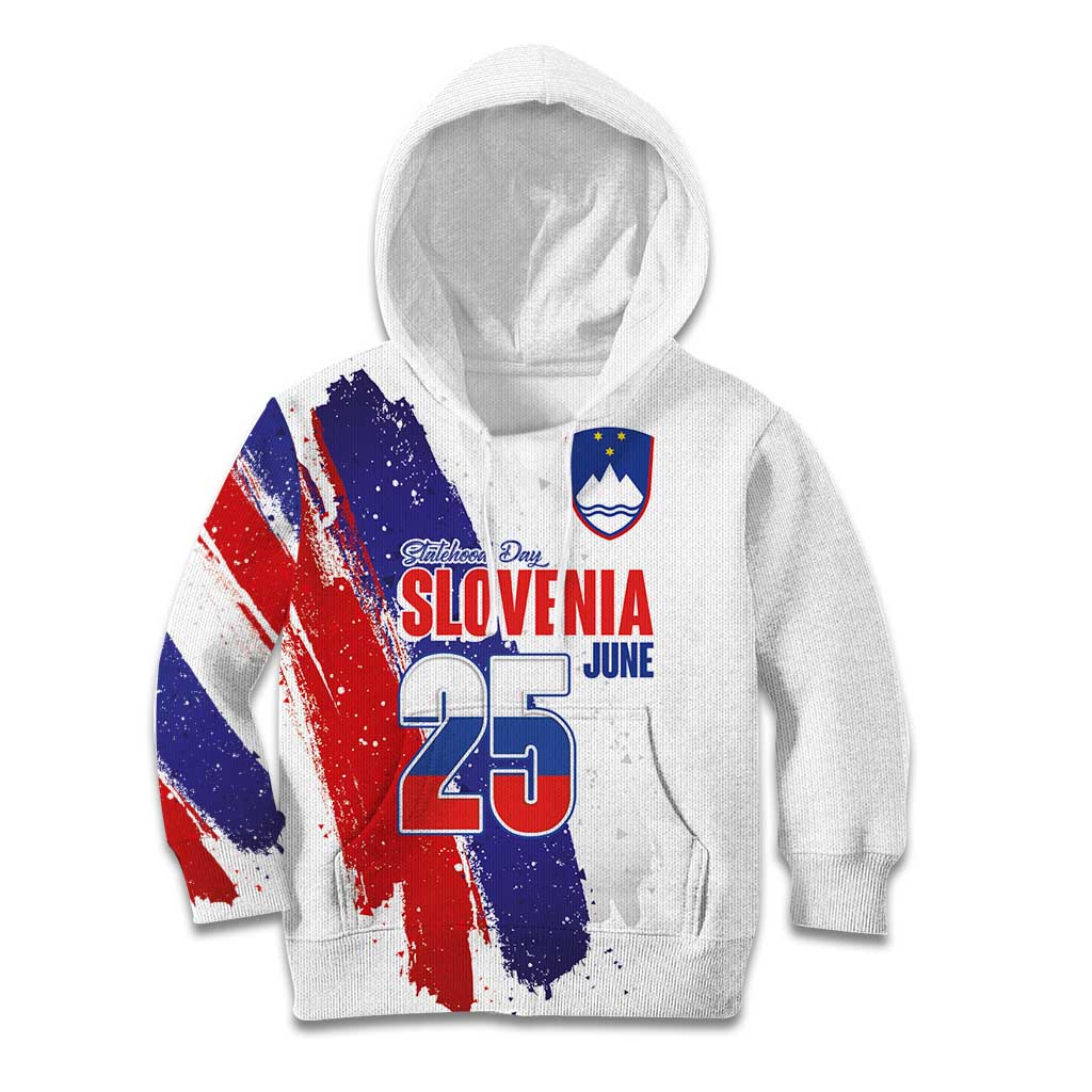 Slovenia Statehood Day Kid Hoodie 25 June National Flag Color Brush Stroke Style