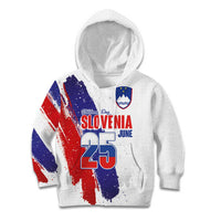 Slovenia Statehood Day Kid Hoodie 25 June National Flag Color Brush Stroke Style