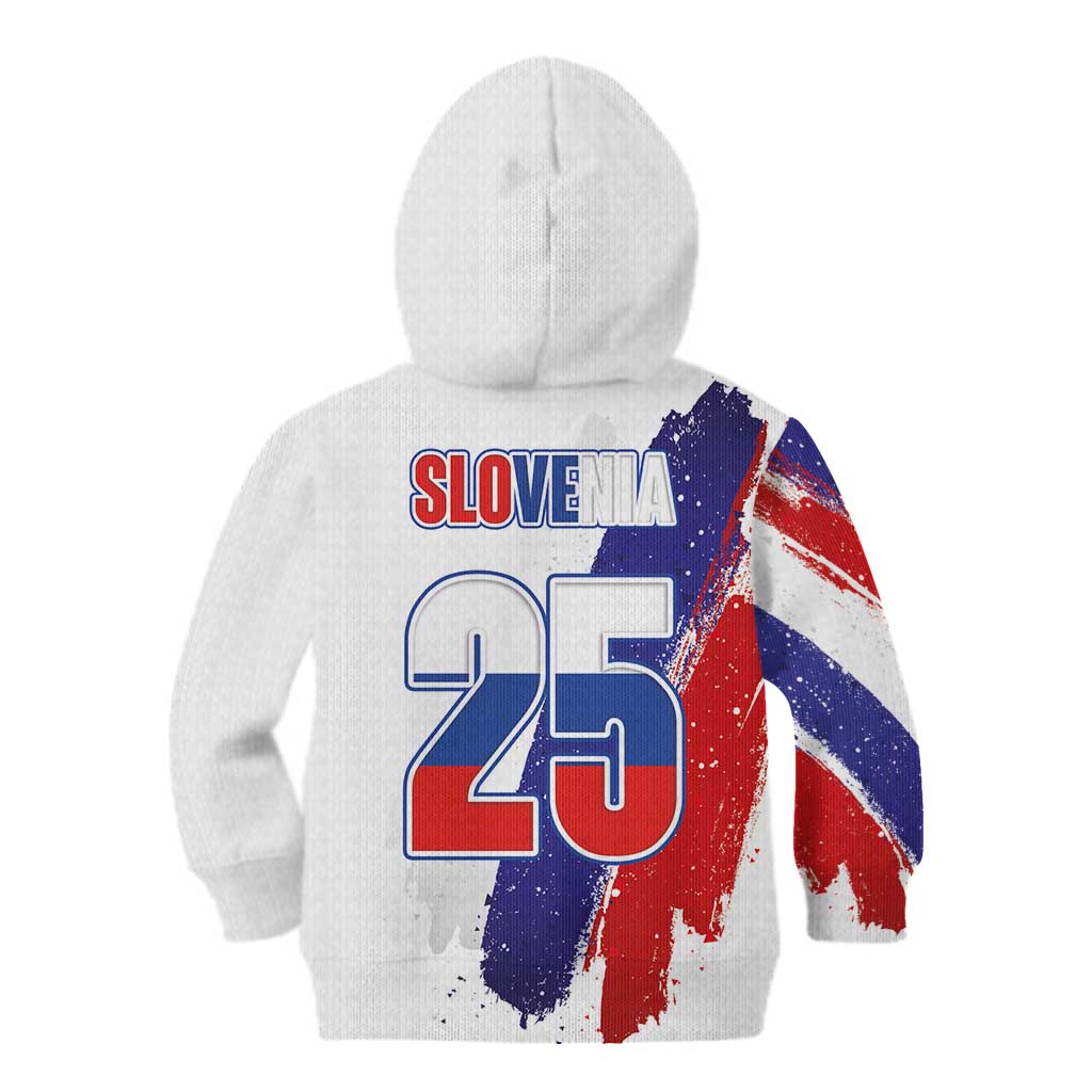 Slovenia Statehood Day Kid Hoodie 25 June National Flag Color Brush Stroke Style
