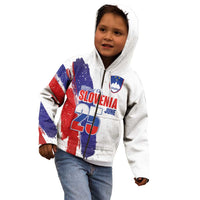 Slovenia Statehood Day Kid Hoodie 25 June National Flag Color Brush Stroke Style