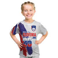 Slovenia Statehood Day Kid T Shirt 25 June National Flag Color Brush Stroke Style