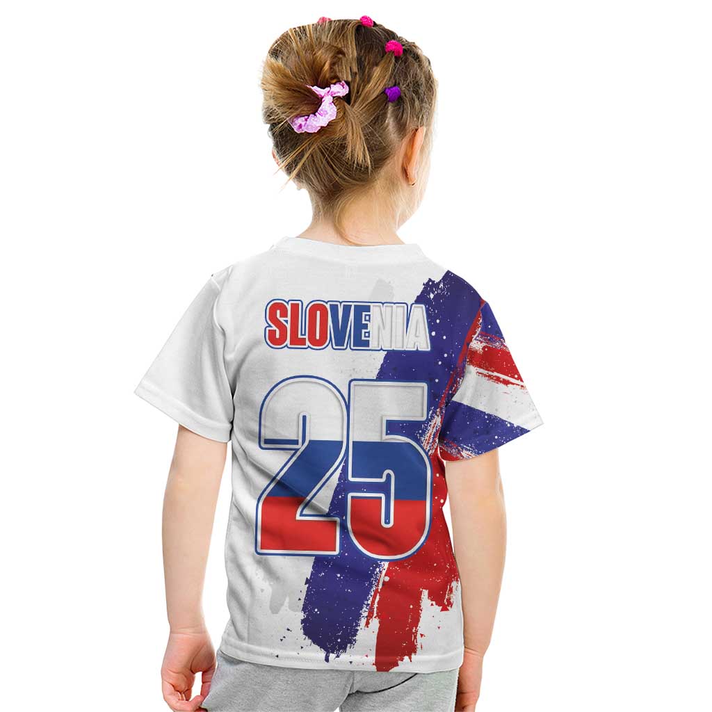 Slovenia Statehood Day Kid T Shirt 25 June National Flag Color Brush Stroke Style
