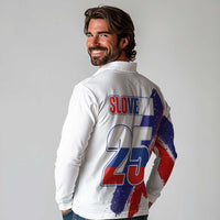 Slovenia Statehood Day Long Sleeve Polo Shirt 25 June National Flag Color Brush Stroke Style