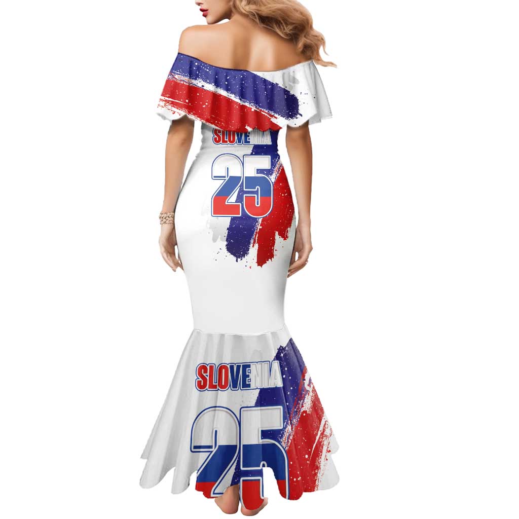 Slovenia Statehood Day Mermaid Dress 25 June National Flag Color Brush Stroke Style