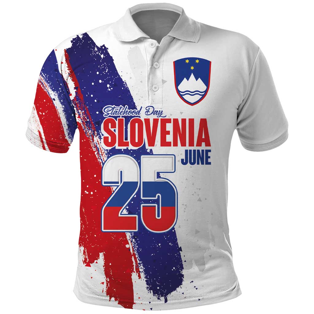 Slovenia Statehood Day Polo Shirt 25 June National Flag Color Brush Stroke Style