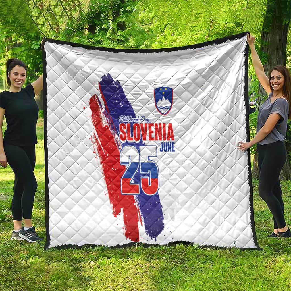 Slovenia Statehood Day Quilt 25 June National Flag Color Brush Stroke Style