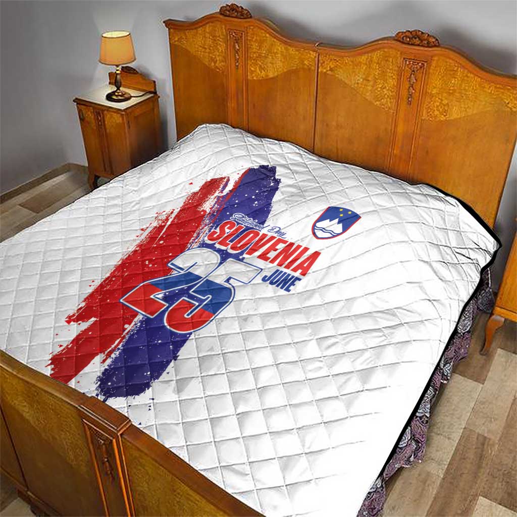 Slovenia Statehood Day Quilt 25 June National Flag Color Brush Stroke Style