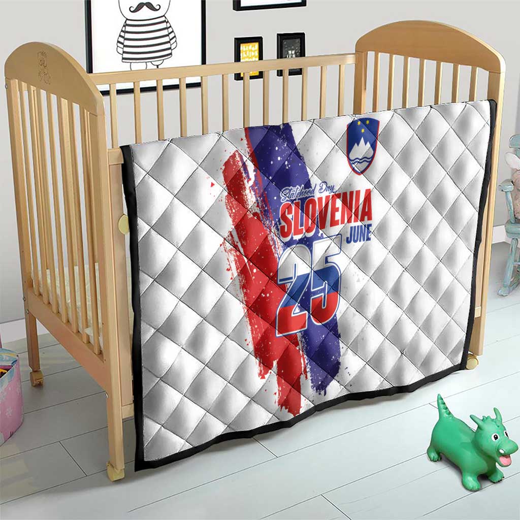 Slovenia Statehood Day Quilt 25 June National Flag Color Brush Stroke Style