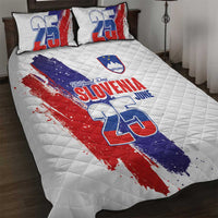 Slovenia Statehood Day Quilt Bed Set 25 June National Flag Color Brush Stroke Style