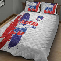 Slovenia Statehood Day Quilt Bed Set 25 June National Flag Color Brush Stroke Style