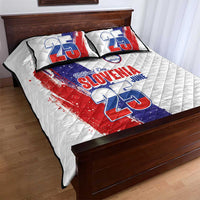 Slovenia Statehood Day Quilt Bed Set 25 June National Flag Color Brush Stroke Style
