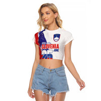 Slovenia Statehood Day Raglan Cropped T Shirt 25 June National Flag Color Brush Stroke Style