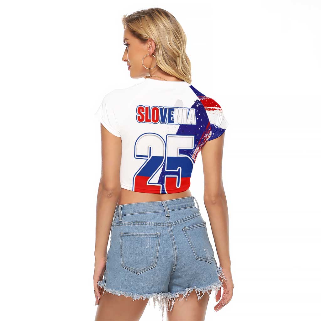Slovenia Statehood Day Raglan Cropped T Shirt 25 June National Flag Color Brush Stroke Style