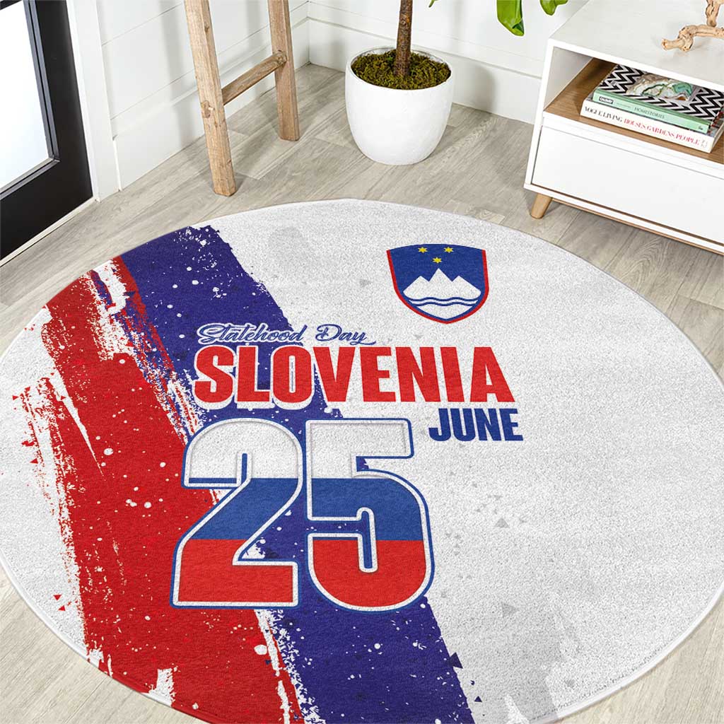 Slovenia Statehood Day Round Carpet 25 June National Flag Color Brush Stroke Style