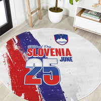 Slovenia Statehood Day Round Carpet 25 June National Flag Color Brush Stroke Style