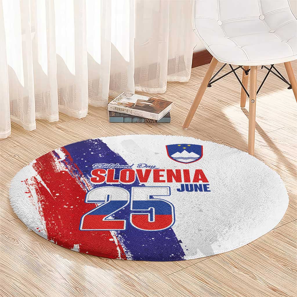 Slovenia Statehood Day Round Carpet 25 June National Flag Color Brush Stroke Style