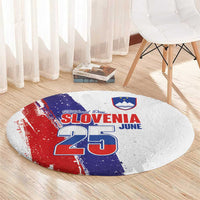 Slovenia Statehood Day Round Carpet 25 June National Flag Color Brush Stroke Style