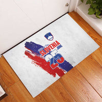 Slovenia Statehood Day Rubber Doormat 25 June National Flag Color Brush Stroke Style