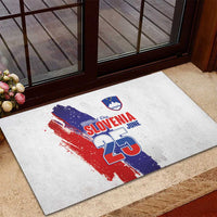 Slovenia Statehood Day Rubber Doormat 25 June National Flag Color Brush Stroke Style