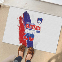Slovenia Statehood Day Rubber Doormat 25 June National Flag Color Brush Stroke Style
