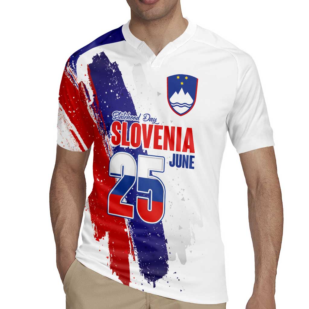 Slovenia Statehood Day Rugby Jersey 25 June National Flag Color Brush Stroke Style