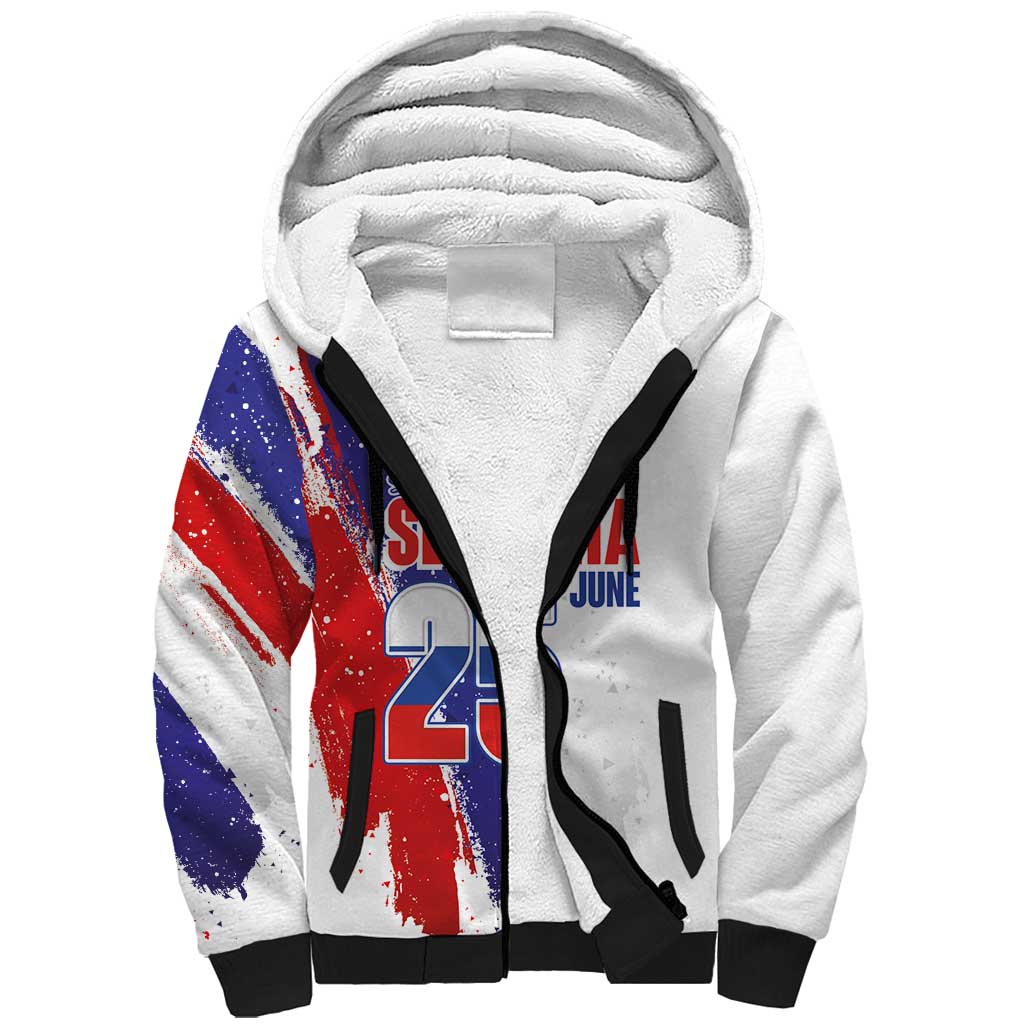 Slovenia Statehood Day Sherpa Hoodie 25 June National Flag Color Brush Stroke Style