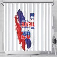 Slovenia Statehood Day Shower Curtain 25 June National Flag Color Brush Stroke Style