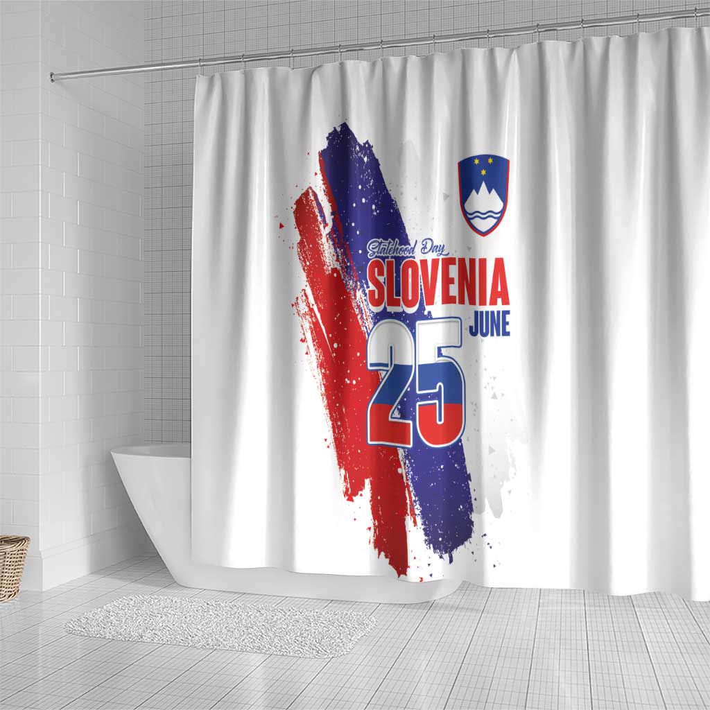 Slovenia Statehood Day Shower Curtain 25 June National Flag Color Brush Stroke Style