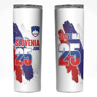 Slovenia Statehood Day Skinny Tumbler 25 June National Flag Color Brush Stroke Style